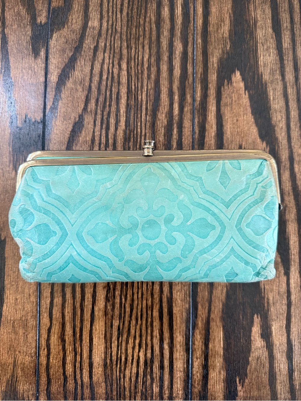 Hobo Lauren Turquoise Embossed Wallet/Clutch